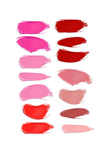 Collection of lipstick smears on white background