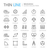 istock Collection of measuring thin line icons 880357378