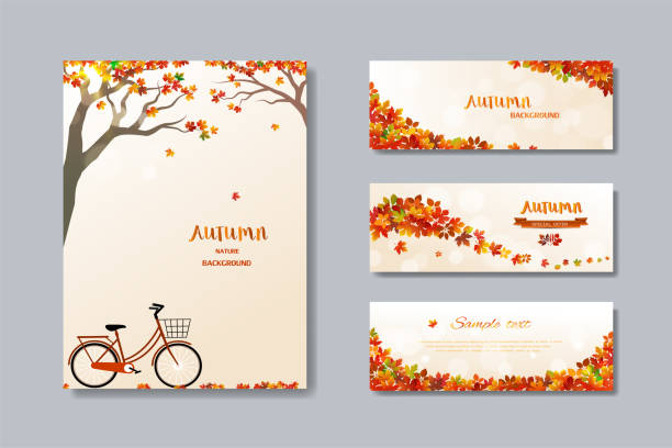 Collection of nature autumn sale banner with colorful leaves,fall poster background for advertising,website,flyer,template,promotion,voucher discount or online shopping Collection of nature autumn sale banner with colorful leaves,fall poster background for advertising,website,flyer,template,promotion,voucher discount or online shopping,vector illustration autumn borders stock illustrations