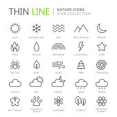 istock Collection of nature thin line icons 867700578