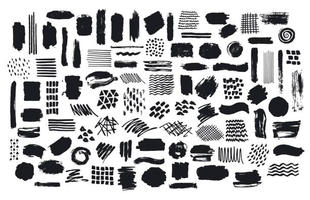 collection of paint brush marker ink stokes textures collection of paint brush marker ink stokes textures doodles and hand drawn background stock illustrations