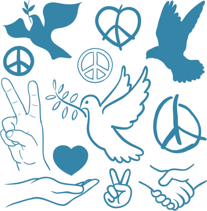 Collection of peace and love themed icons