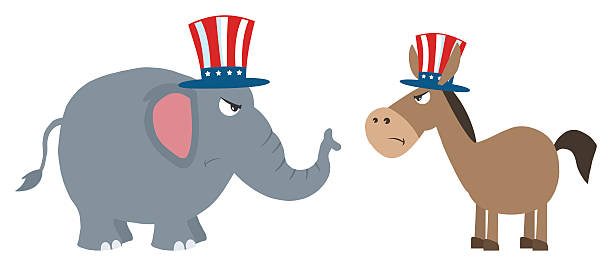 Collection of Political Elephant and Donkey - 1 Similar Illustrations: donkey teeth stock illustrations