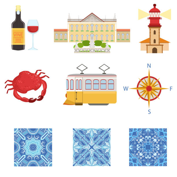 ilustrações de stock, clip art, desenhos animados e ícones de collection of portuguese national symbols objects - algarve