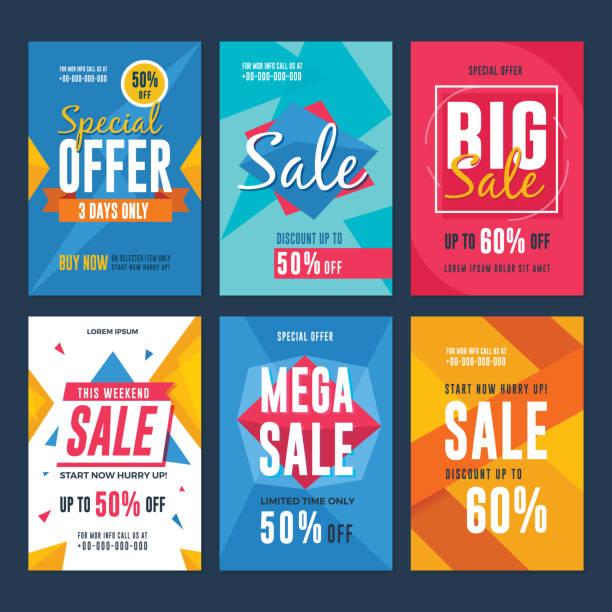Collection of Sale and Discount Flyers Vector illustration for social media banners, flyer, poster and newsletter designs shopping backgrounds stock illustrations