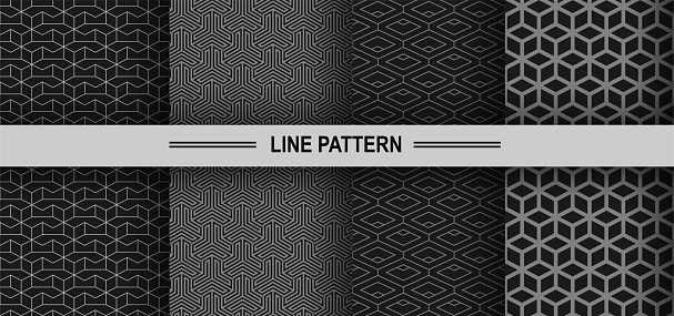Collection of seamless geometric golden minimalistic patterns.