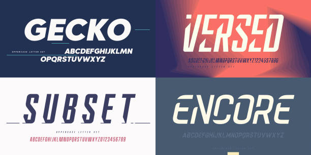 Collection of stylish vector sans serif fonts, letter sets, alphabets vector art illustration