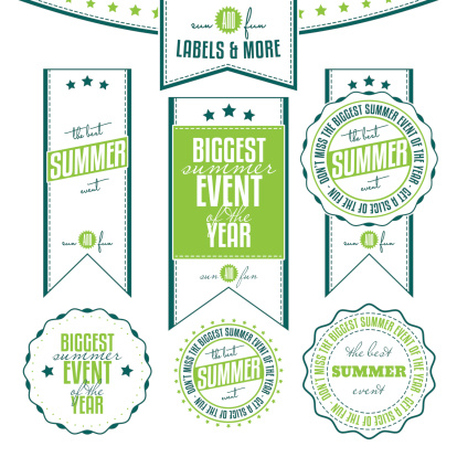 Collection of summer events related vintage labels