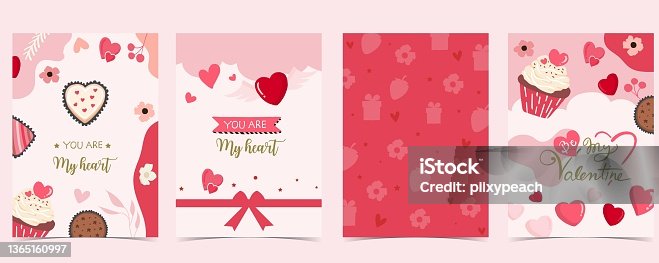 istock Collection of valentine’s day background set with heart.Editable vector illustration for website, invitation,postcard and sticker 1365160997