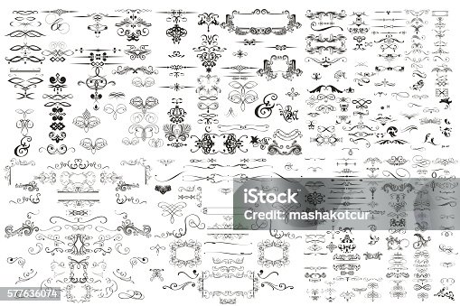 istock Collection of vector calligraphic flourishes and swirls 577636074