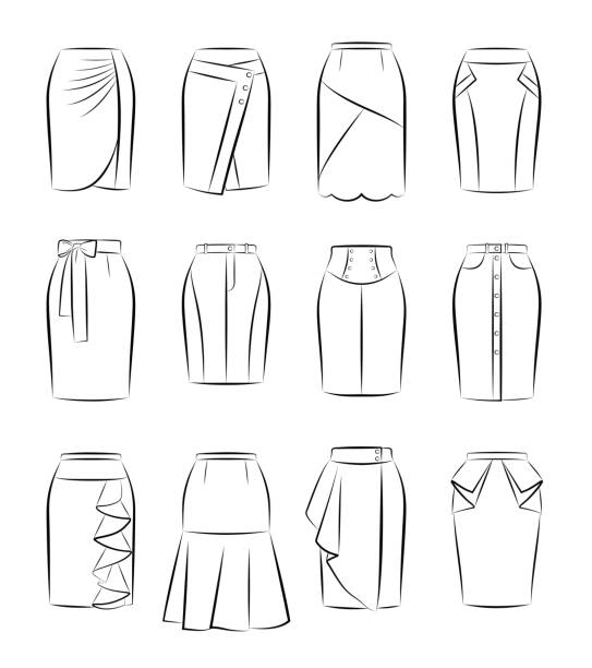 Best Denim Skirt Drawing Illustrations, Royalty-Free Vector Graphics ...