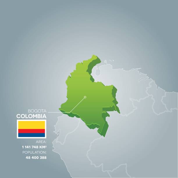 Colombia information map. Colombia 3d map with information of area and population of the country. colombian ethnicity stock illustrations