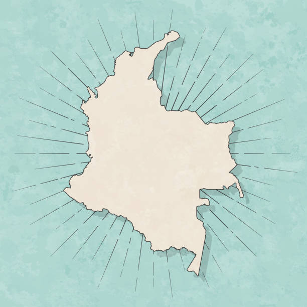 карта колумбии в ретро винтажном стиле - старая текстурированная бумага - колумбия stock illustrations