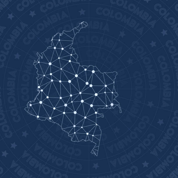 колумбия сети, созвездие стиль страны карте. - колумбия stock illustrations