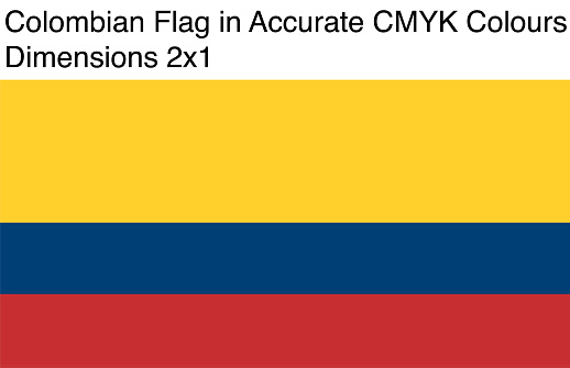 Colombian Flag in Accurate CMYK Colors (Dimensions 2x1)