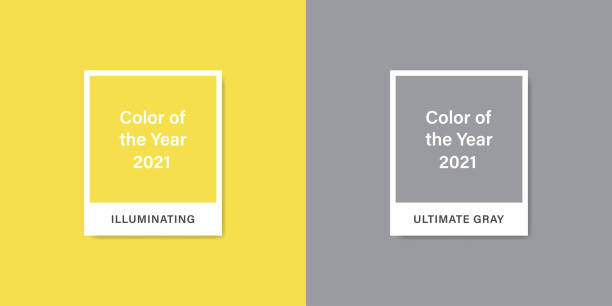 Color 2021. Color of the Year 2021. Ultimate Gray. Illuminating. Stock vector mockup template. Color 2021. Color of the Year 2021. Ultimate Gray. Illuminating. Stock vector mockup template. EPS 10 color swatch stock illustrations