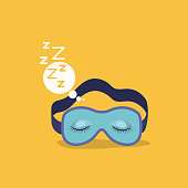color background with sleep mask with snoring sign in bubble callout vector illustration