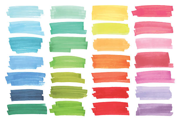 spanduk warna digambar dengan penanda jepang. elemen bergaya untuk desain - label pesan ilustrasi stok