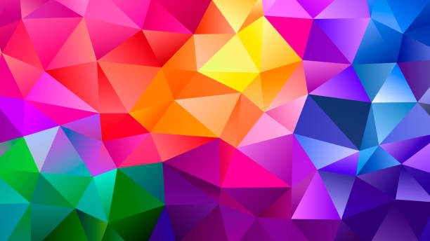 Color Blend Rainbow Trendy Low Poly BG Design Trendy Creative Background for Your Business and Advertising Graphic Design Project. Colorful Desktop Wallpaper. saturated color stock illustrations