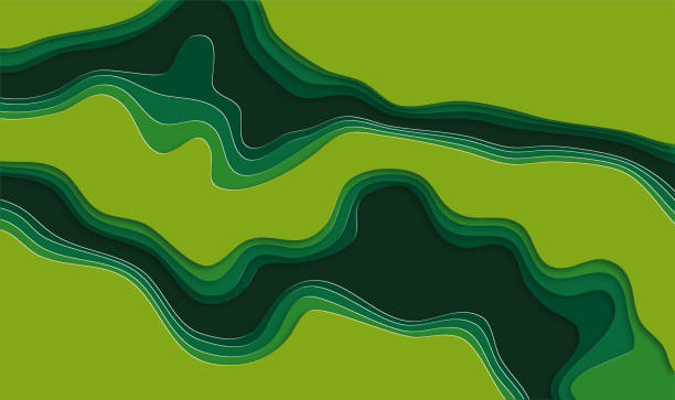 color gradient wave flowing pattern paper cut effect background color gradient wave flowing pattern paper cut effect background river borders stock illustrations