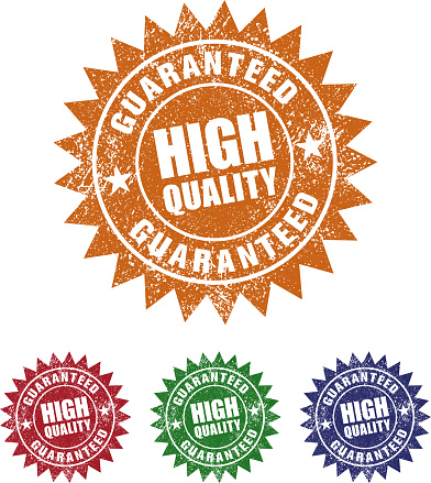 4 Color Grunge style High Quality Guaranteed badge, stamp, Sign isolated on white background.