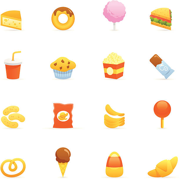 ilustrações de stock, clip art, desenhos animados e ícones de ícones de cor de junk food - rabanada