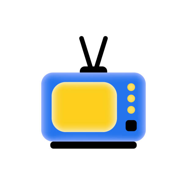 TV color monitor. Illustration icon TV color monitor. Illustration icon person hypnotized by mass media stock illustrations