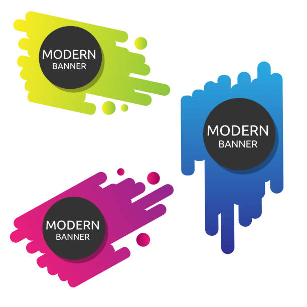 color nice funny logo Modern banner collection vector art illustration