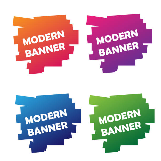 color nice funny logo Modern banner collection vector art illustration