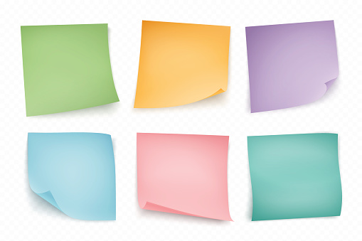 Color Note Stickers Four Color Sheets For Notes On White Backgr Stock