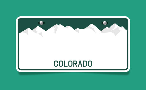 Colorado License Plate Template Colorado state license plate concept with area for your copy. metal silhouettes stock illustrations