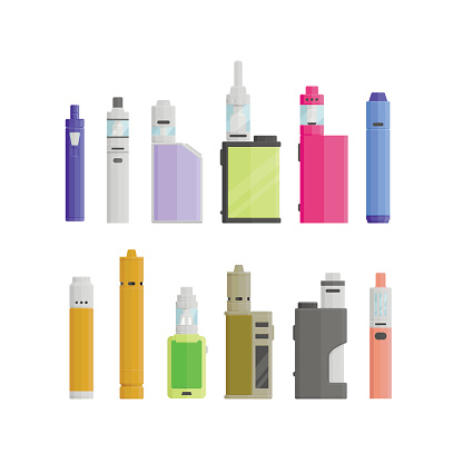 Colored flat vaping device. Part of big set.