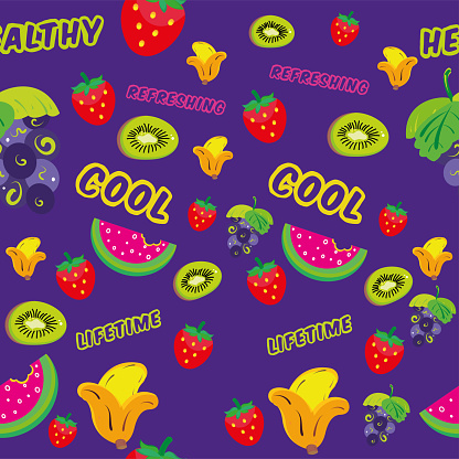 Colored pattern background with different fruits Vector