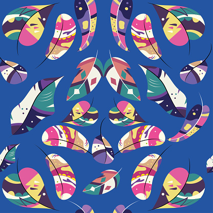 Colored pattern background with feathers Vector