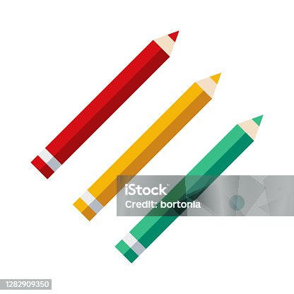 istock Colored Pencils Icon on Transparent Background 1282909350