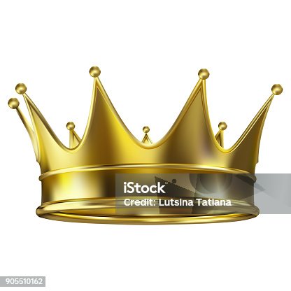 istock Colored realistic royal crown of gold 905510162