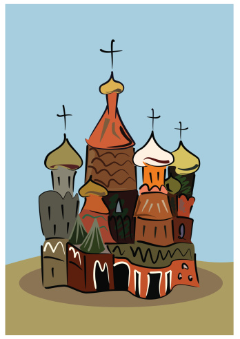 colored sketch of traditional russian church