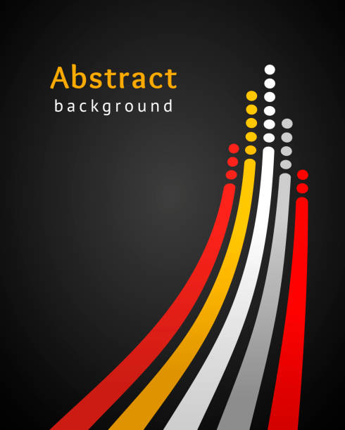 Colored stripes with circles over black background. Retro vector backdrop. Design template. Bright lines directed upwards. Abstract illustration. Concept of leadership, competition, success and etc Colored stripes with circles over black background. Retro vector backdrop. Design template. Bright lines directed upwards. Abstract illustration. Concept of leadership, competition, success and etc leadership backgrounds stock illustrations