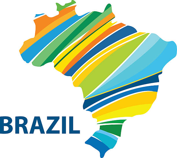 ilustrações, clipart, desenhos animados e ícones de mapa vetor abstrato colorido, brasil - brasília
