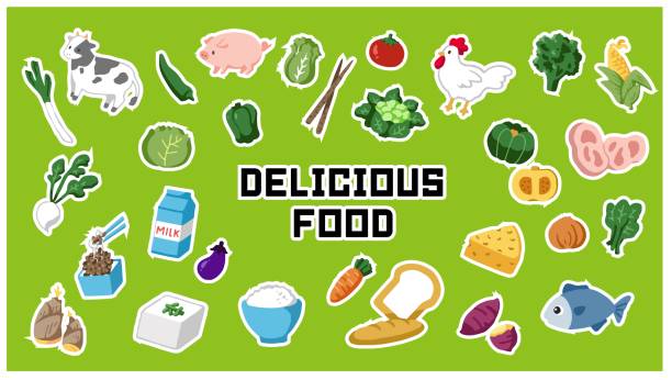 Colorful and cute vegetable and meat illustration material Colorful and cute vegetable and meat illustration material corn beef and cabbage stock illustrations