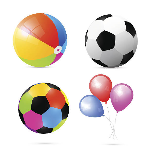 Colorful Beach, Air and Beach Balls Set Colorful Beach, Air and Beach Balls Set on White Background pink soccer balls stock illustrations