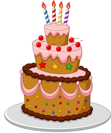 Colorful Birthday Cake With Candles Isolated On White Background Stock ...