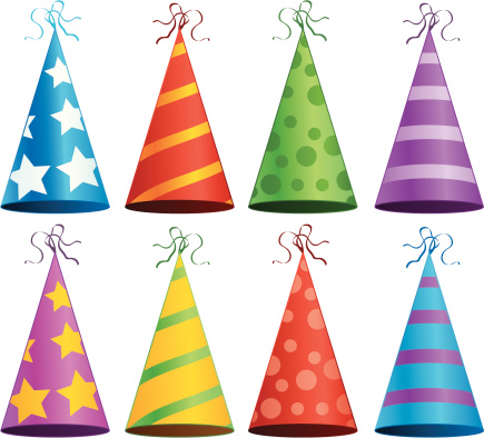 Colorful Birthday Party Hats Celebration Invitation Vector Illustration