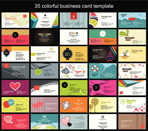 Colorful business card template Vector eps 8 file format. Easy to edit. CMYK color mode. No transparent, no effect. business card design stock illustrations