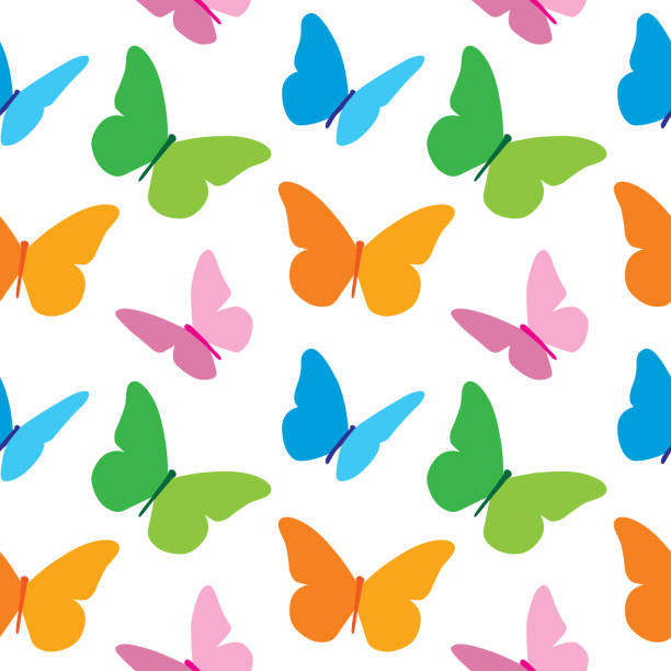 Colorful Butterflies Pattern Vector seamless pattern of colorful butterflies. pink monarch butterfly stock illustrations