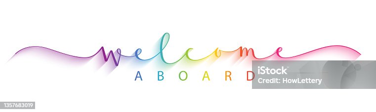 istock WELCOME ABOARD colorful calligraphy banner 1357683019