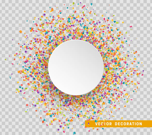 Colorful celebration background with confetti. Paper white bubble for text Colorful celebration background with confetti. Paper white bubble for text. people borders stock illustrations