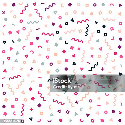 istock Colorful Confetti Geometric Lines Vector Pattern 1156674020