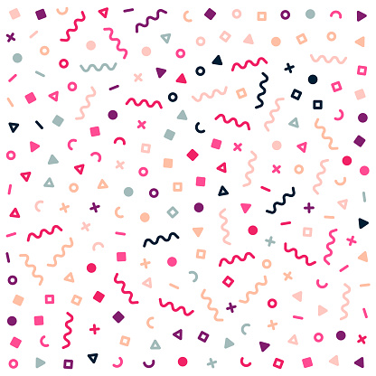 Colorful Confetti Geometric Lines Vector Pattern