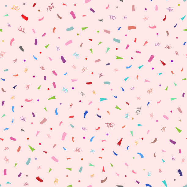 Colorful confetti on pink background. Cute festive seamless pattern. Colorful confetti on pink background. Cute festive seamless pattern. Endless vector illustration. birthday designs stock illustrations